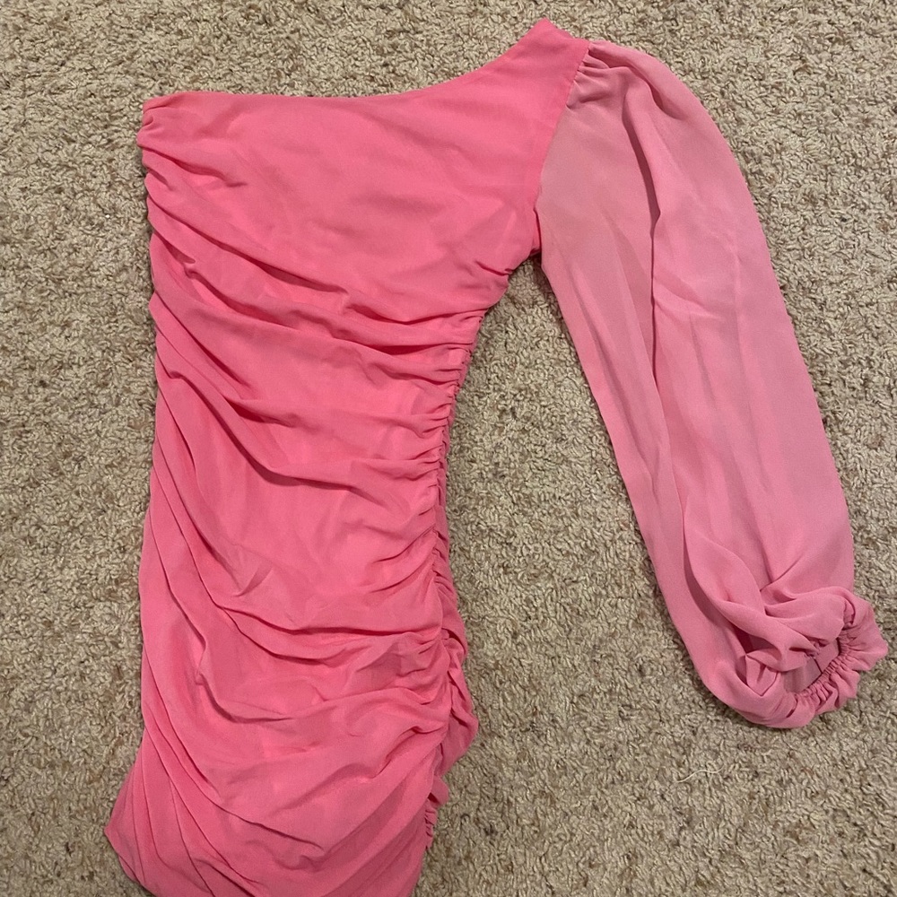 hello molly pink one sleeve mini dress